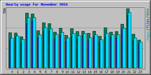 Hourly usage for November 2016